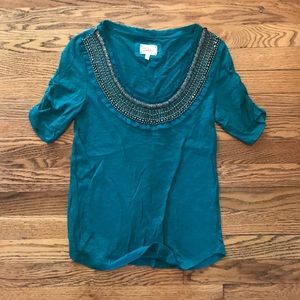 Turquoise top with beading